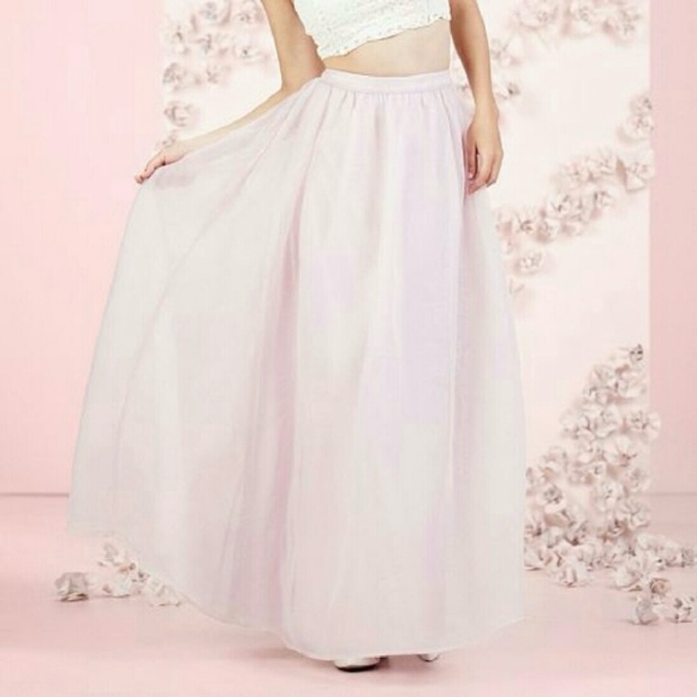 Satin & Tulle Ball Maxi Skirt Pink Runway Lauren Conrad Enchanted Woodlands | 6